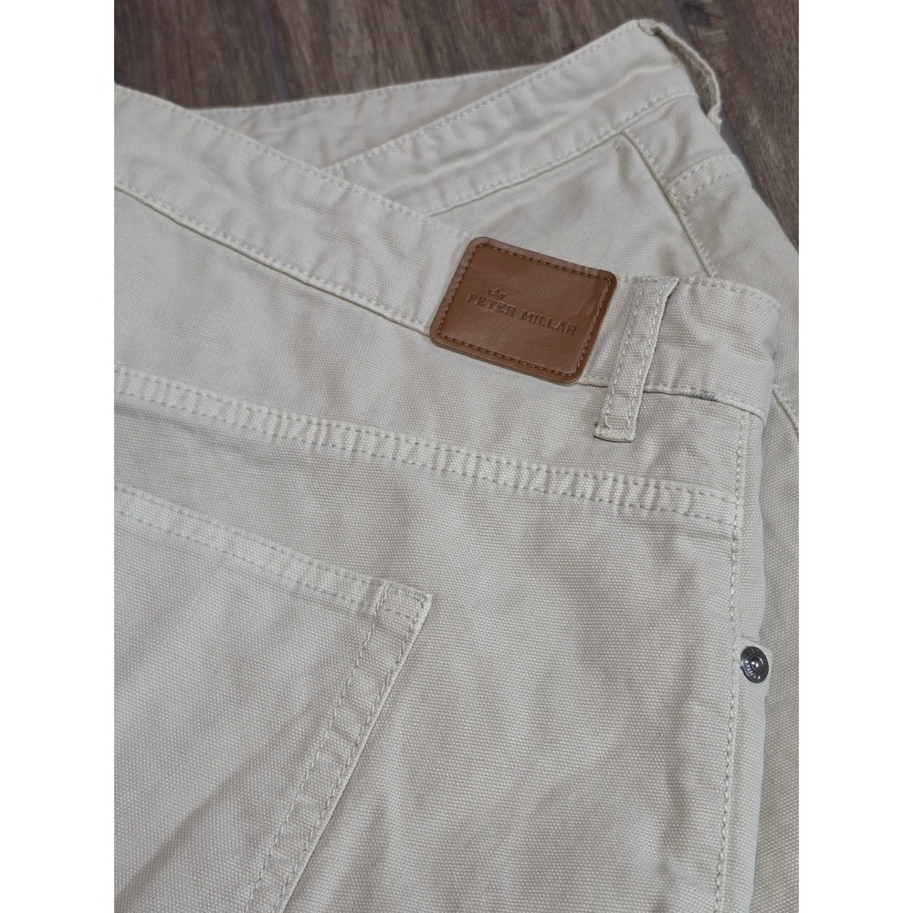 Peter Millar Mens Beige Crown Vintage Canvas 5-Pocket Pants MF18B86 Size 40x29